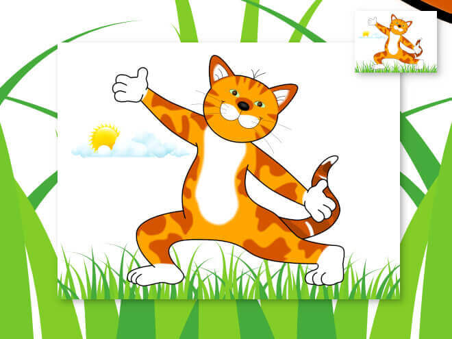 Example of the good quality of vectorgraphics with the same image in three different sizes placed in one image