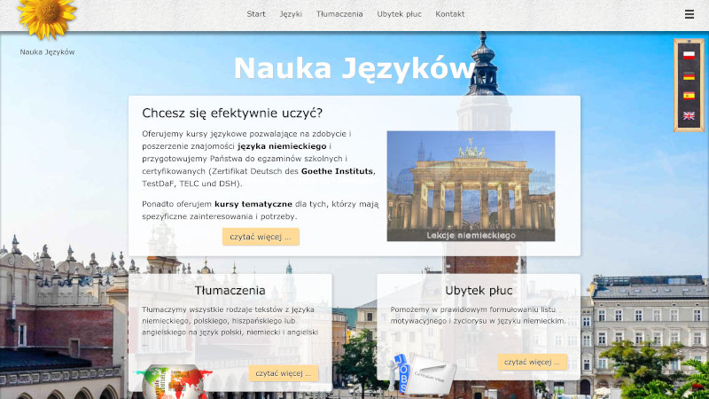 Website Nauka Języków  in different screenshots with different media