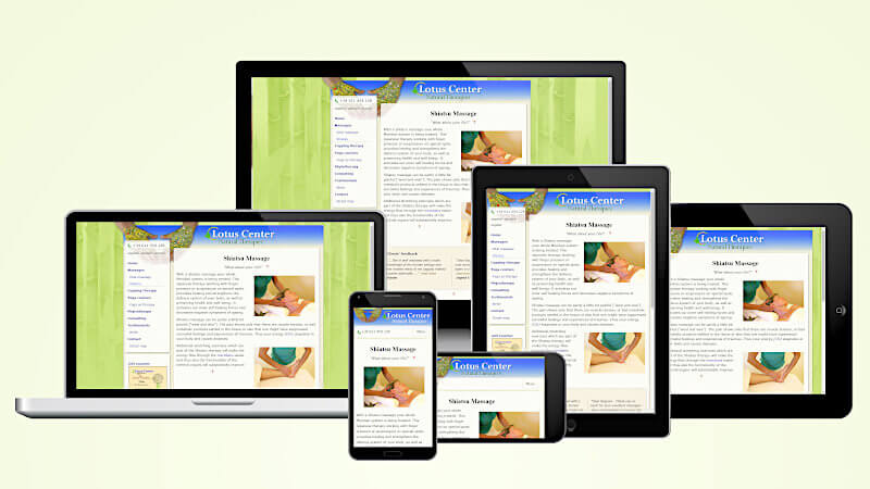 Website Lotus Center therapy in different screenshots