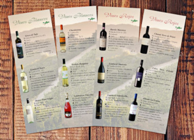 Picture of restaurant wine list as menu example
